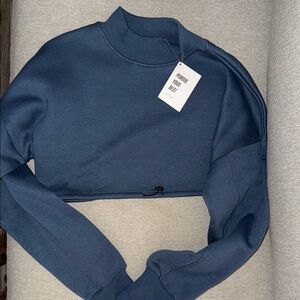 Navy Blue Cropped Sweatshirt